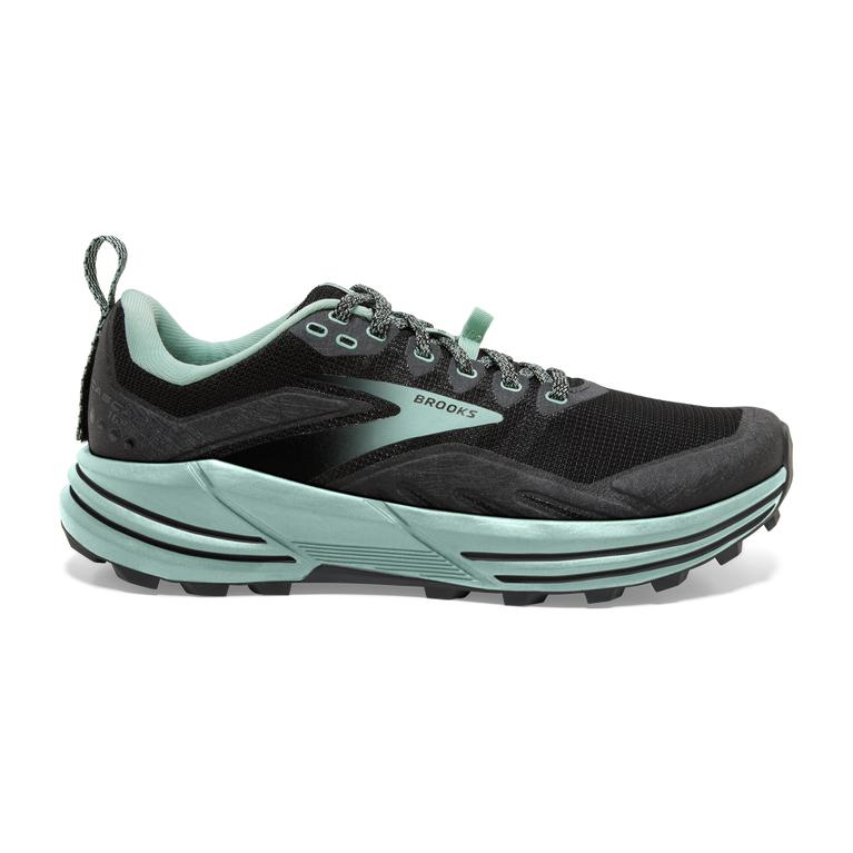 Brooks Cascadia 16 Flexible Women's Trail Running Shoes - Black/Ebony/grey Charcoal/Yucca/PaleTurquo